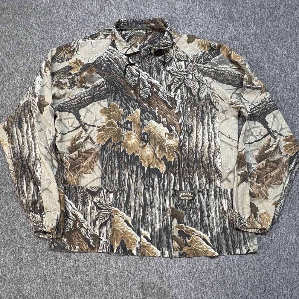 VTG Spartan Camo Jacket Shirt Men S/M Green Brown Lightweight USA Made Realtree